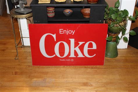 Vintage Coca Cola Sign 34 x 21 Retro Diner Decor Enjoy Coke