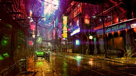 Futuristic City Cyberpunk Neon Street Digital Art 4k, HD Artist, 4k ...