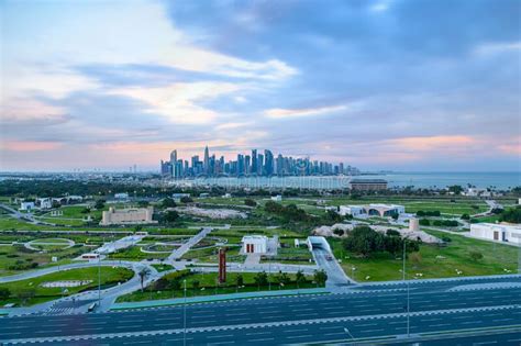 Beautiful Doha Sky Line Qatar Editorial Stock Image - Image of offices ...