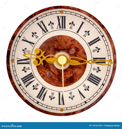 Clock With Roman Numerals On Isolated Background Shows 9 21 Hours 15 Minutes Stock Image - Image ...