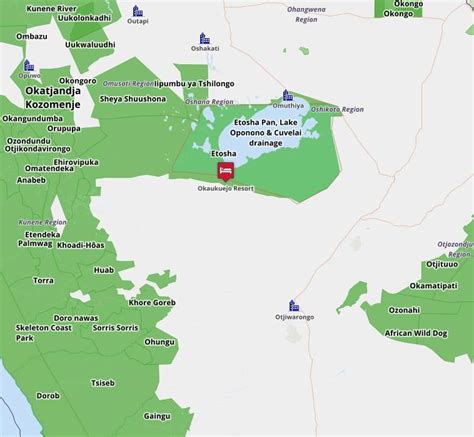 Map for Etosha National Park Camps