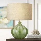 360 Lighting Gordy Modern Accent Table Lamp Handcrafted 20 1/2" High Ribbed Green Ceramic ...