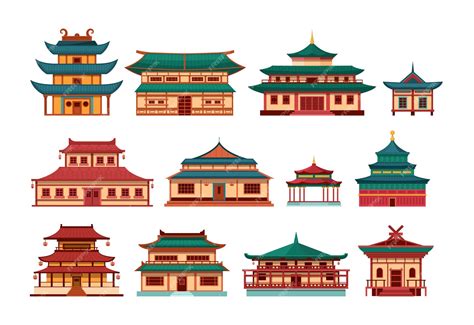 Premium Vector | Traditional chinese buildings, asian architecture ...