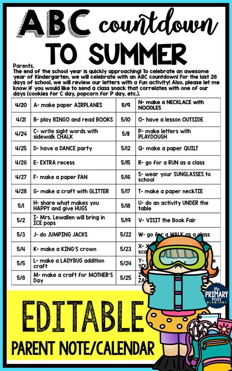 EDITABLE ABC Countdown to Summer | School countdown, Abc countdown ...