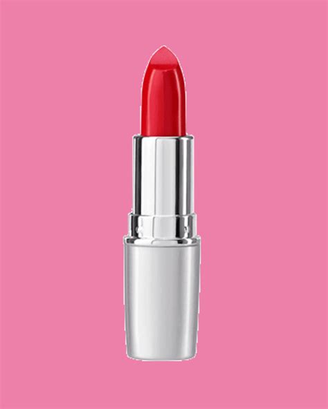 a red lipstick on a pink background
