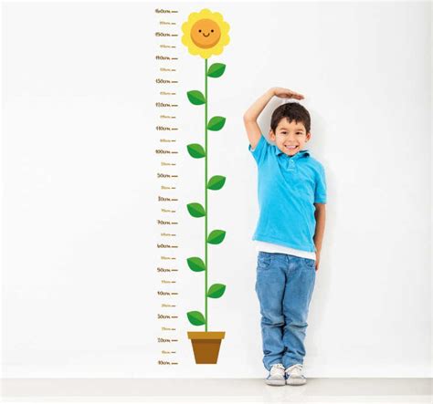 Child Flower Height Measurement Wall Sticker - TenStickers