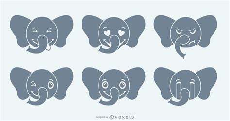 Elephant Emoji Set - Vector Download