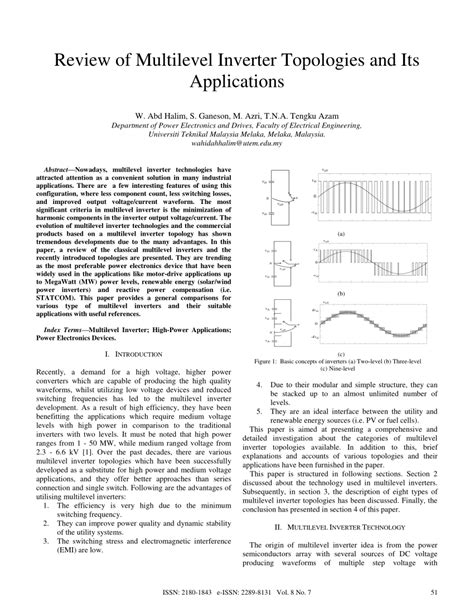 (PDF) Review of multilevel inverter topologies and its applications