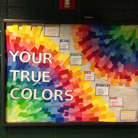 True Colors bulletin board | Rainbow bulletin boards, Colorful bulletin boards, College bulletin ...