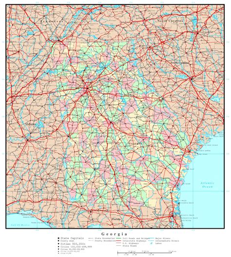 Georgia Road Map Printable - Printable Maps