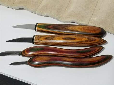 Wood carving knives, set of 4 Colorful wood handle very sharp ...