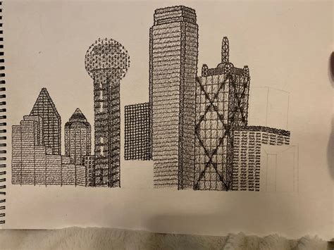 Dallas Hand Drawn Skyline Print - Etsy