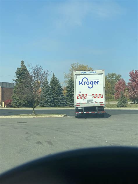 Kroger truck blocking the entrance to my Store’s parking lot today, the ...