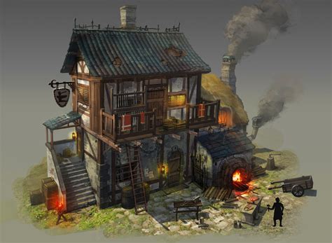 blacksmith's workshop (medieval), Taehoon kang | Fantasy house ...