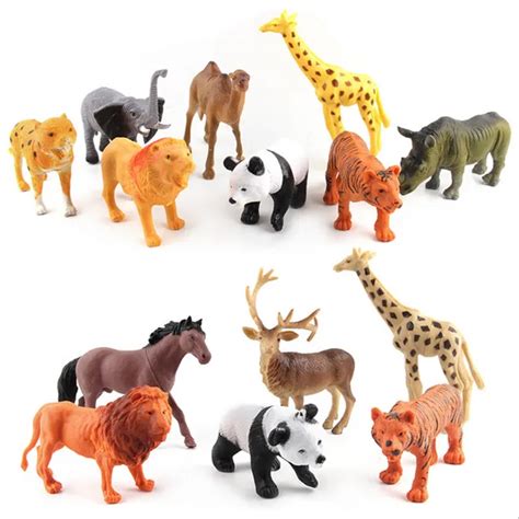 Simulated Zoo Animals Toy Panda Giraffe Horse Lion Tiger Elephant ...