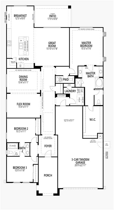 Mattamy Homes In Phoenix, Glendale, Vista Diamante - Floor Plan, HD Png Download - kindpng