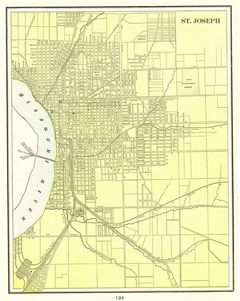 1901 Antique ST JOSEPH Missouri City Map of St Joseph Street | Etsy | Saint joseph missouri, St ...