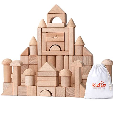 Amazon.com: Kidus Classic Wooden Building Blocks Sets 80 Pcs Natural Blocks for Toddlers Edu… in ...