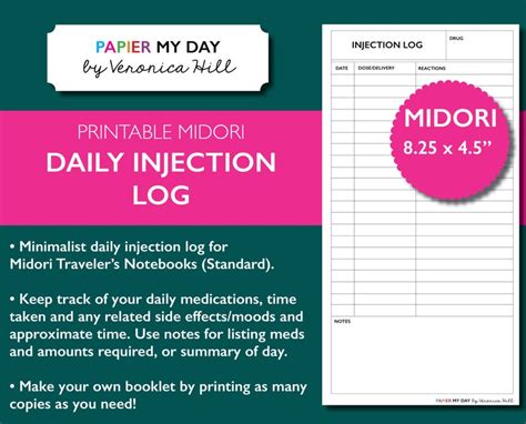 Midori Travelers Notebook Injection Log Printable Injection - Etsy