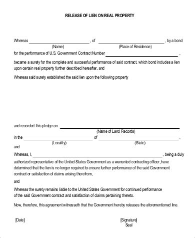 FREE 9+ Sample Release of Lien Forms in MS Word | PDF