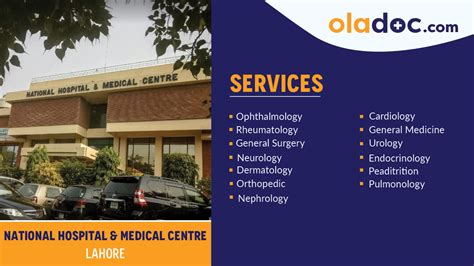 National Hospital & Medical Centre , Lahore | Doctors List, Fee, Contact Number | oladoc.com