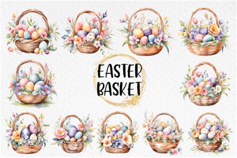 Watercolor Floral Easter Basket Clipart Graphic by CuteDesizns · Creative Fabrica