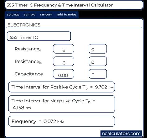 555 Timer IC Calculator