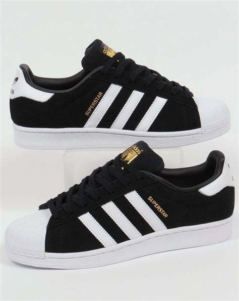 Adidas Originals - Adidas Superstar Suede Trainers in Black & White - shell toe in Clothes ...