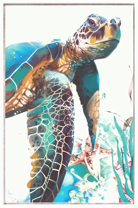 Sea Turtle North Acrylic Canvas Painting | Sea turtle painting, Turtle watercolor, Turtle ...