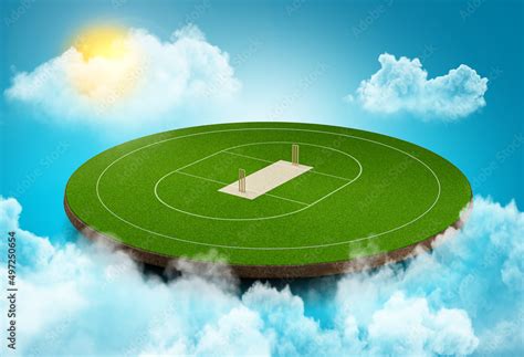 Cricket Ground in the Sky clouds moving sun light lens flare 3d ...