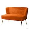 JAYDEN CREATION Carmita 47 in. Orange Velvet Tufted 2-Seats Loveseats ...