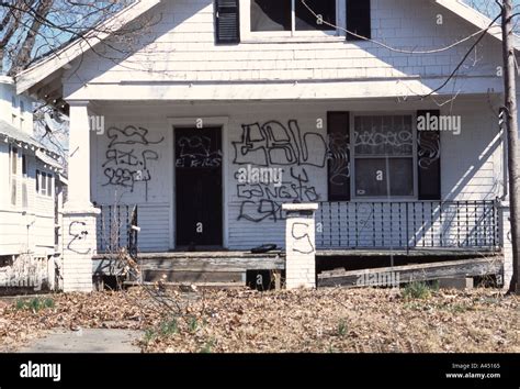 House with gang graffiti Photographed in Kansas City MO USA ESL Stock Photo, Royalty Free Image ...