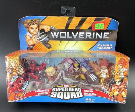 2008 Hasbro Marvel Super Hero Squad Wolverine Sabretooth, Deadpool, Phoenix (1A)