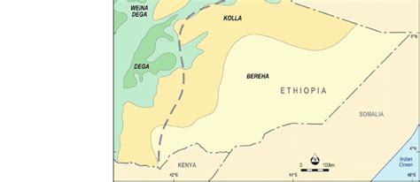 5 Climate zones, southeast Ethiopia (after Lema 1996; EMA 1988 ...