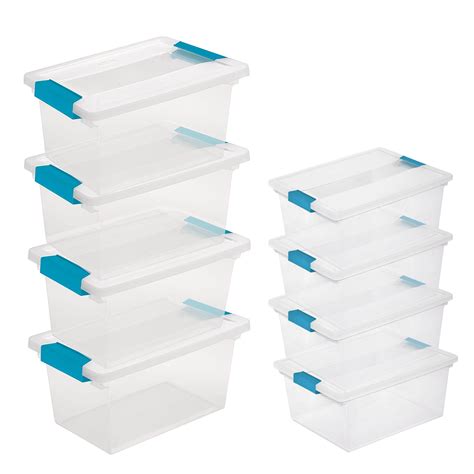 Sterilite Clear Storage Medium Clip Boxes with Lid + Lg Deep Clip Boxes ...