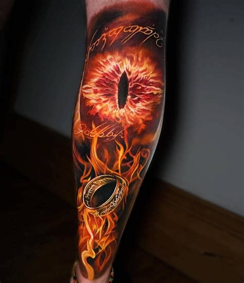 Wow😍Stunning Lotr tattoo!#lotrtattoo#sauron#theonering Flame Tattoos, Ring Tattoos, 3d Tattoos ...