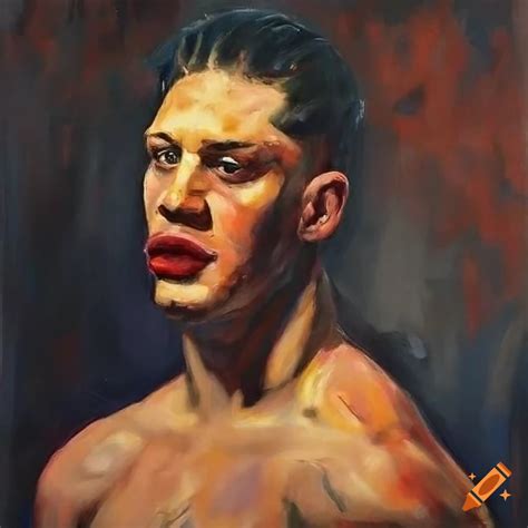 Expressionist oil painting of tom hardy boxing on Craiyon