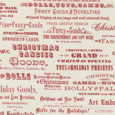 Christmas Faire Cream Red Christmas Text M739622 Quilting Fabric - Moda