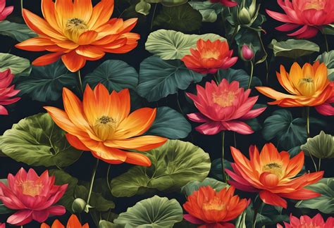 Water Lilies Flowers Art Illustration Free Stock Photo - Public Domain Pictures