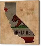 California State Flag Map Outline With Founding Date on Worn Parchment Background Mixed Media by ...