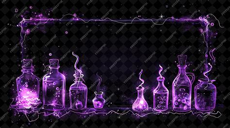 Premium PSD | Ancient alchemy arcane frame with alchemical symbols and pot neon color frame y2k ...