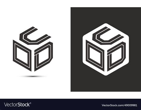 Uod letter logo design with cube modern Royalty Free Vector