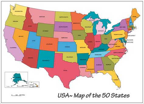 Printable United States Map With States Labeled Inside Us Map With ...