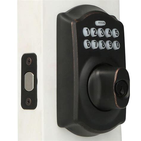 Schlage Camelot Aged Bronze Electronic Deadbolt Keyless Entry Keypad Rated AAA | The Home Depot ...