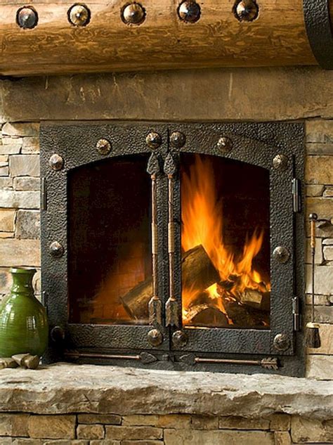 40+ Unbelievable Rustic fireplace Designs Ever | Fireplace doors, Rustic fireplaces, Fireplace ...