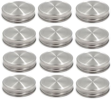 Amazon.com: 12 PCS Stainless Steel Mason Jar Lids, Storage Caps with Silicone Seals for Regular ...