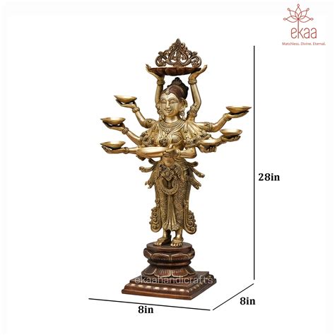 Brass Deep Lakshmi Statue with 10 Hands – Ekaa Handicrafts