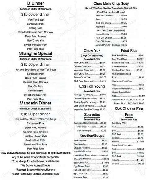 Menu at Red Lotus Restaurant, Auburn, 714 Auburn Way N