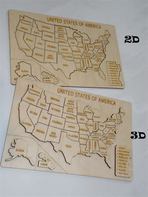 United States Wooden Puzzle Map With Capital City Under/ USA - Etsy