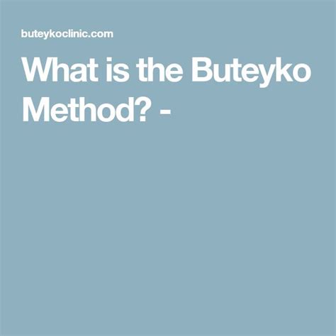 What is the Buteyko Method? - | Asthma treatment, Asthma relief, Asthma ...